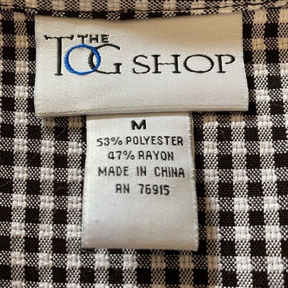 80s Gingham Shirt & Skirt Set Vintage 2 Piece Black & White Top & Skirt Size M - Picture 7 of 11